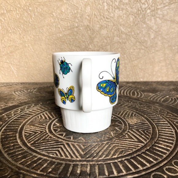 Vintage 70’s Butterfly Lady Bug Ceramic Stacking Coffee Mug SI Japan - Picture 5 of 7